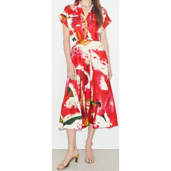 Tory Burch Printed Silk Twill Shirtdress Sz 12 Current Season $690 Retail - Picture 7 of 16